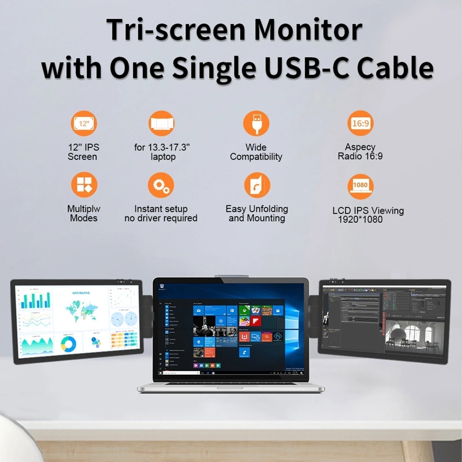 [Novedades del Mundo] Pantalla Adicional Portátil para Laptop – 11" y 14" Full HD