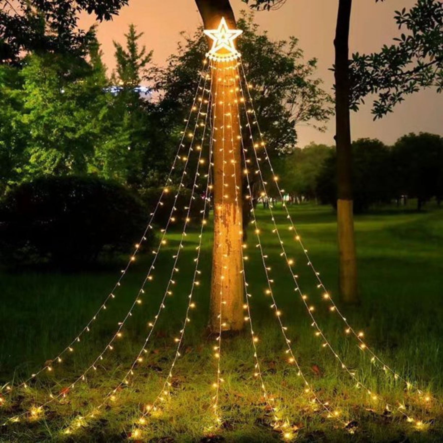 Luces de Navidad Cascada Estrella Solar – 280 Luces LED